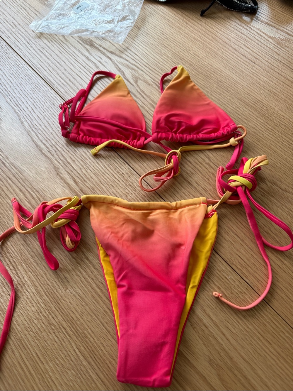 Pink to Yellow Ombre String Bikini